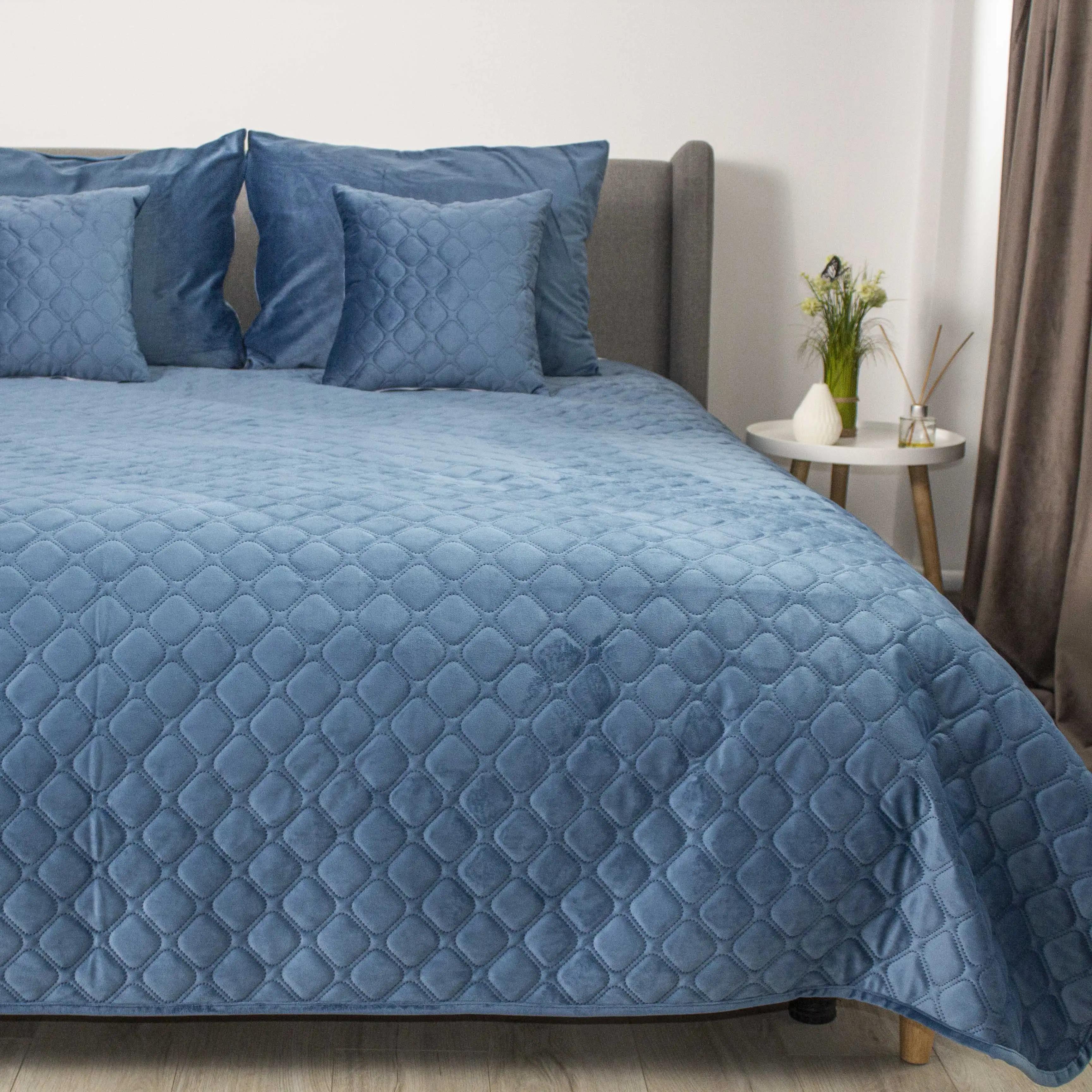 Покрывало ТЕП "VELOUR" Azure blue/Ромб круглый, 180x240 - Фото 2