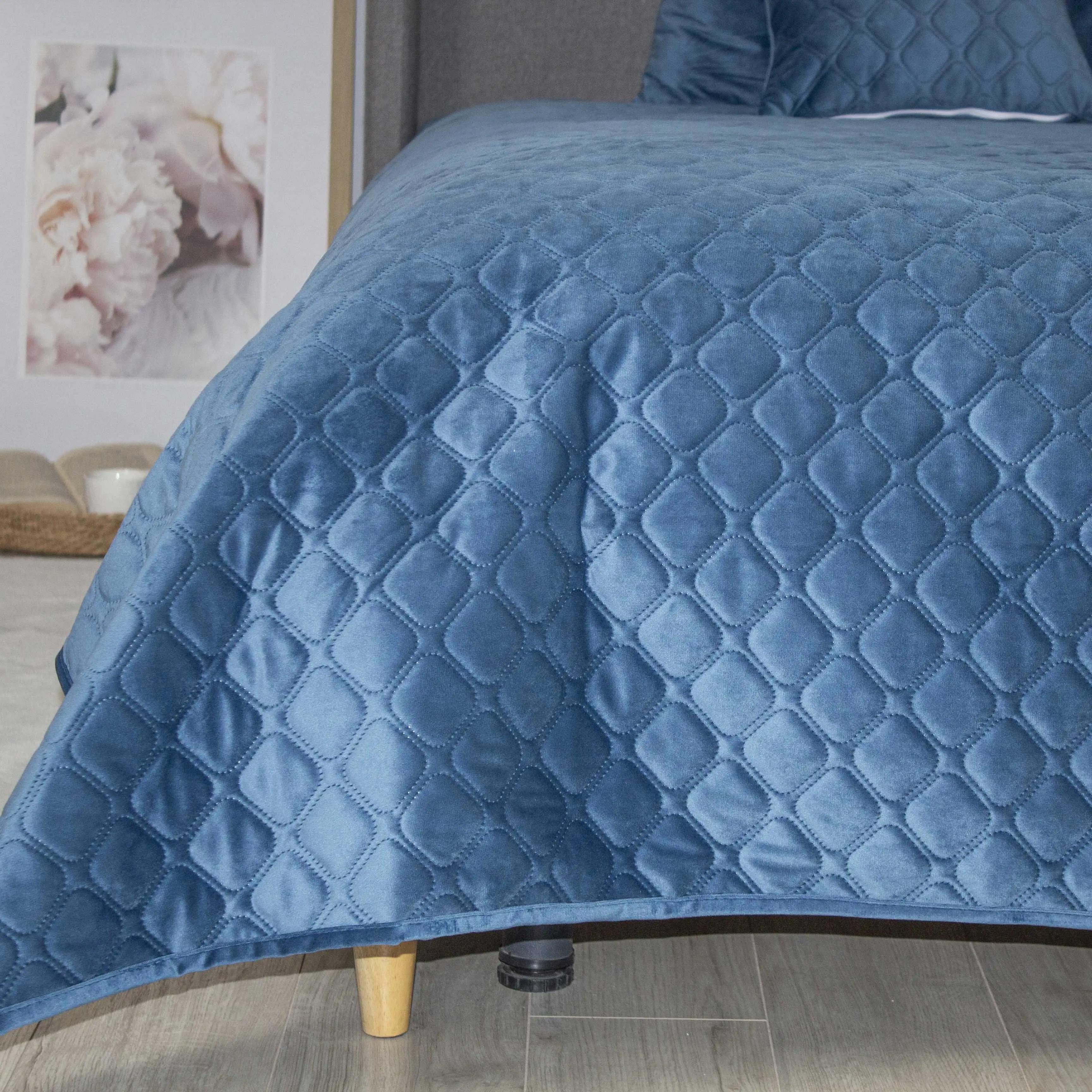 Покрывало ТЕП "VELOUR" Azure blue/Ромб круглый, 180x240 - Фото 4