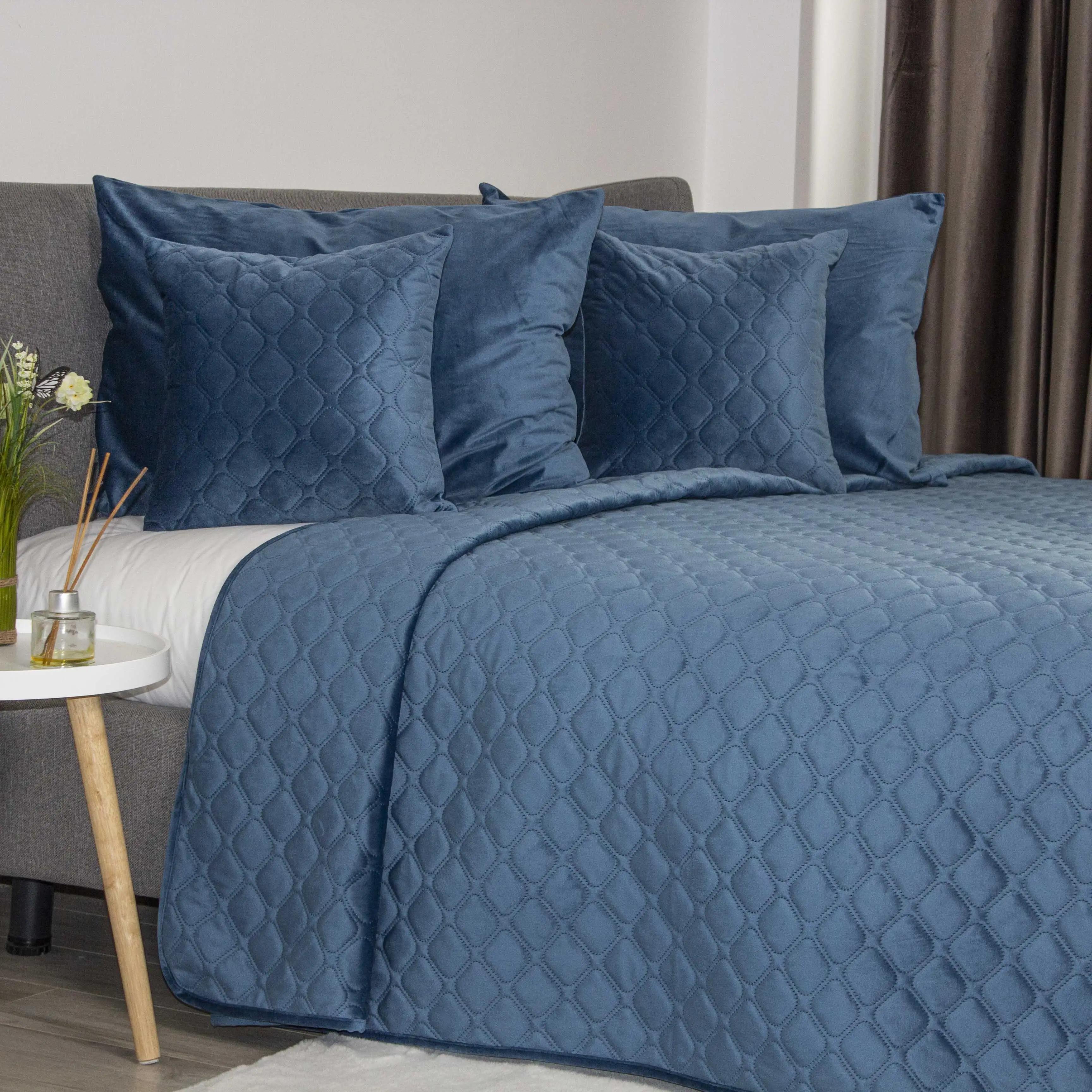 Покрывало ТЕП "VELOUR" Azure blue/Ромб круглый, 180x240 - Фото 6