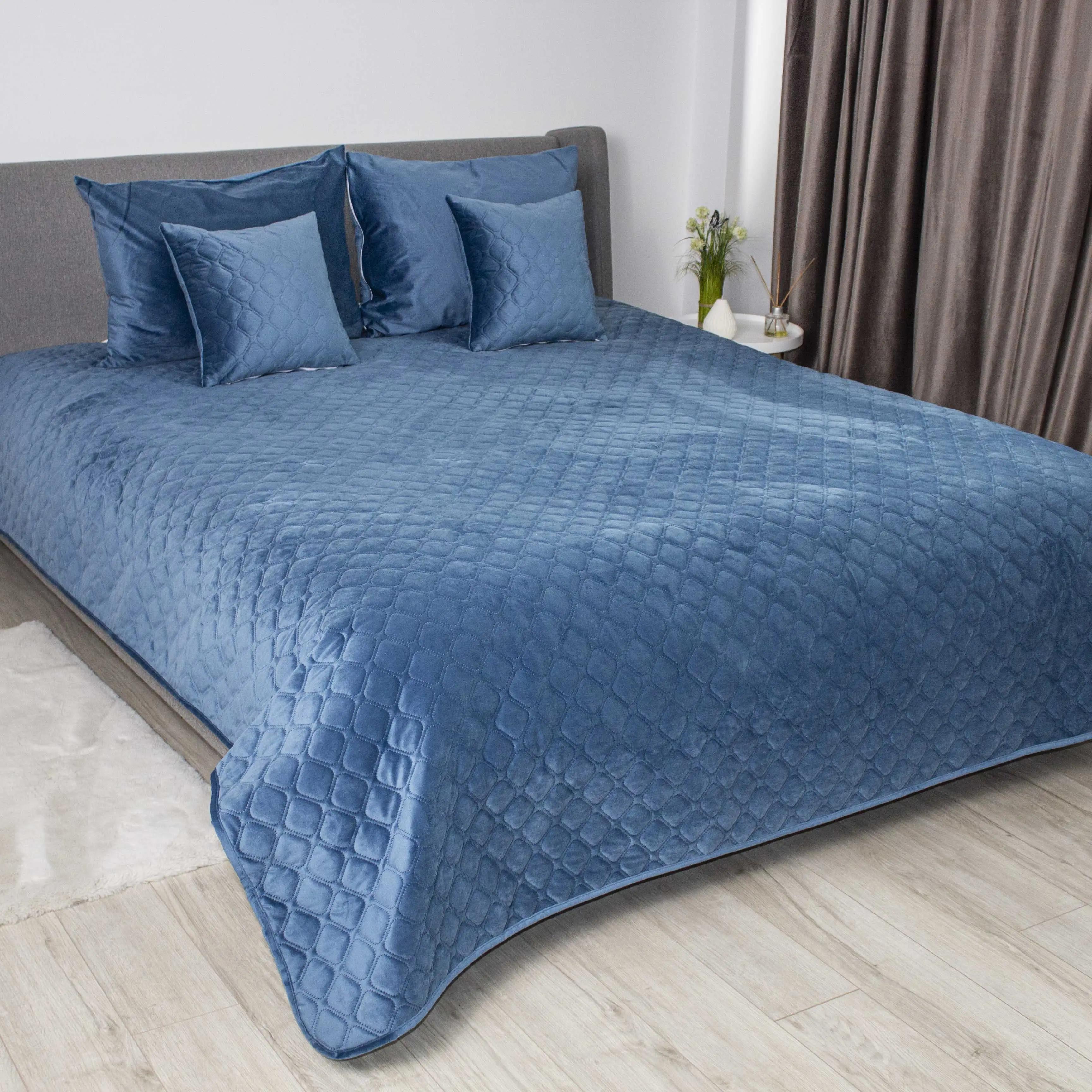 Покрывало ТЕП "VELOUR" Azure blue/Ромб круглый, 180x240 - Фото 8