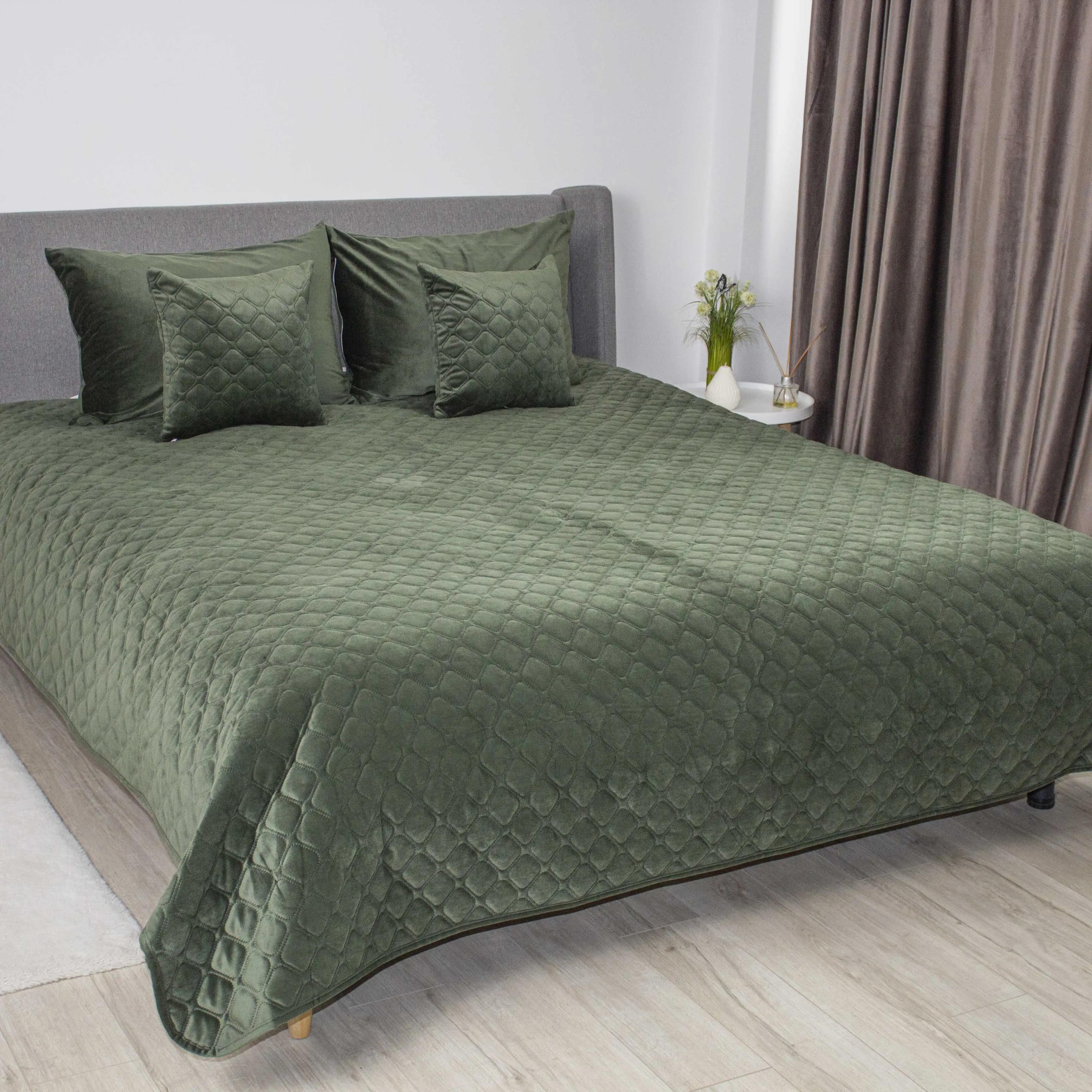 Покривало ТЕП "VELOUR" Chive/Ромб круглий, 220x240 - Фото 2