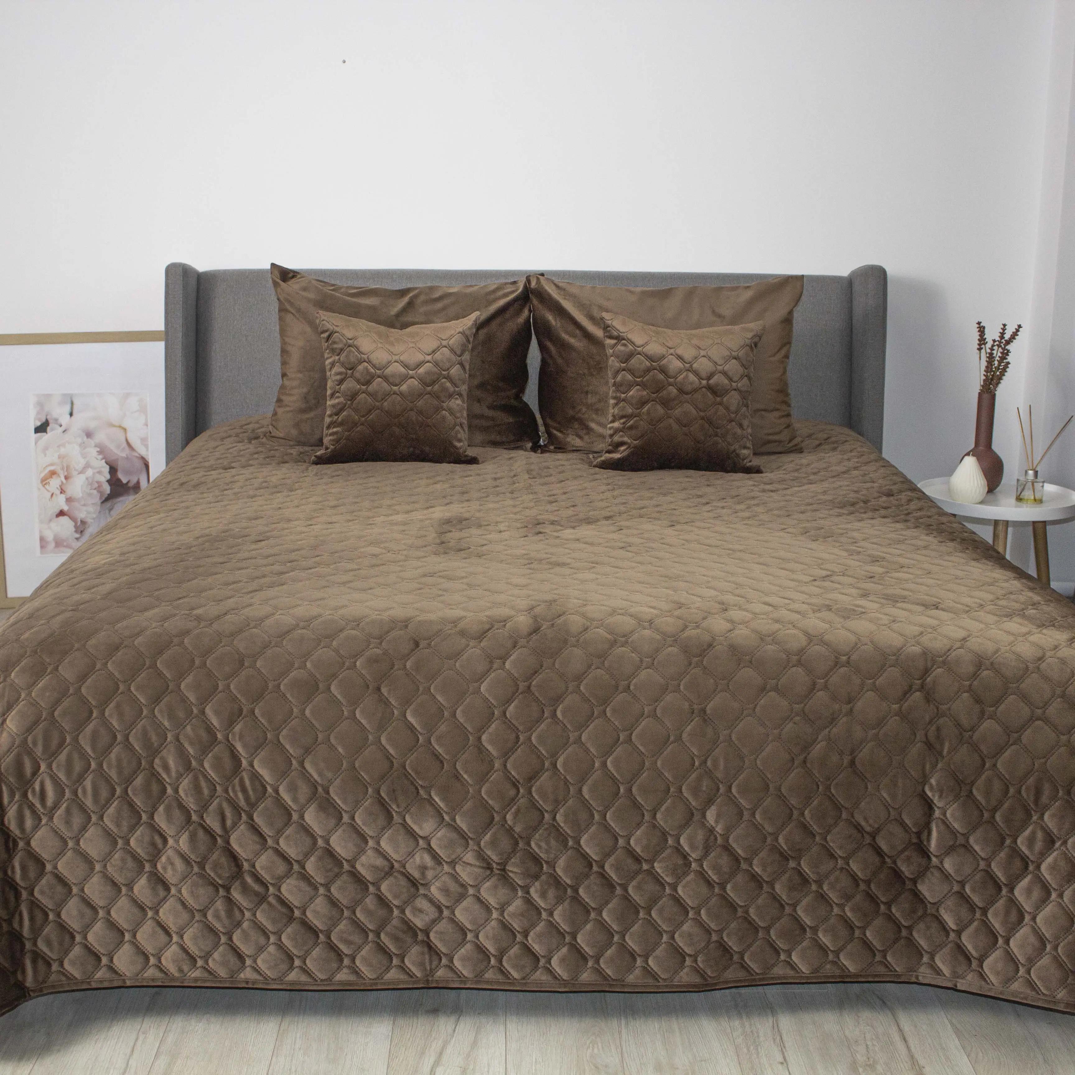 Покривало ТЕП "VELOUR" Coffee/Ромб круглий