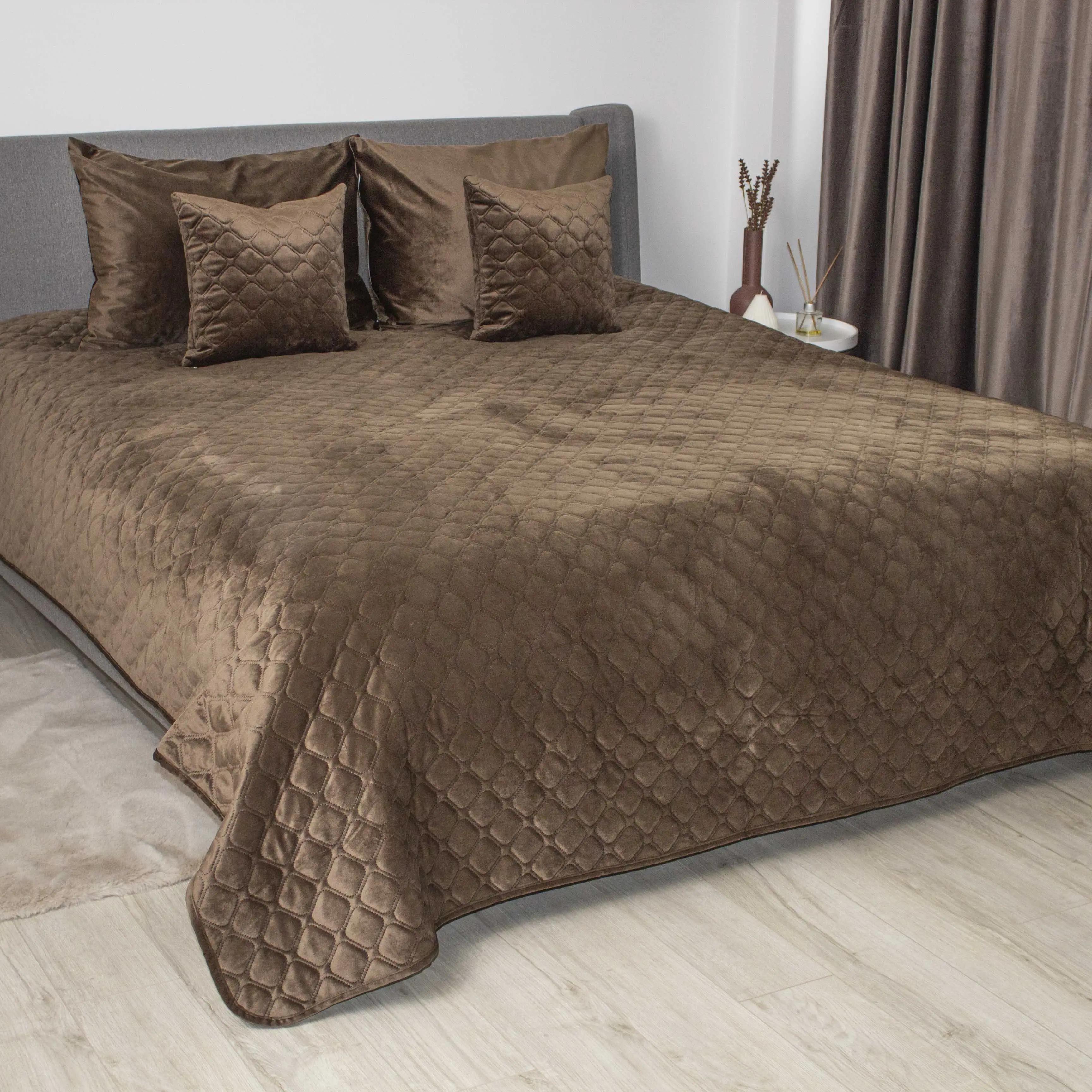 Покривало ТЕП "VELOUR" Coffee/Ромб круглий, 240x260 - Фото 2