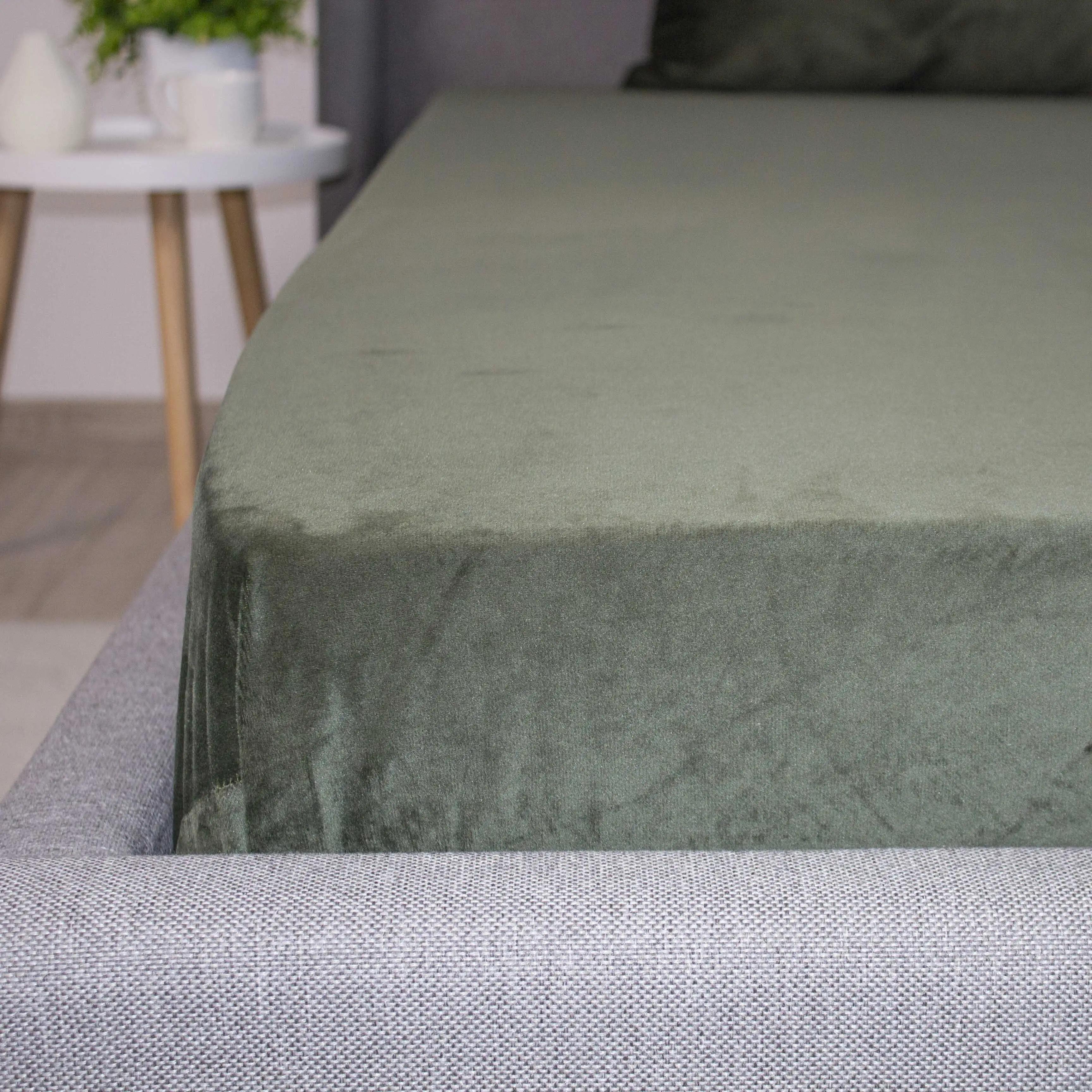 Простирадло ТЕП "VELOUR" з резинкою темно-зелений, 180x200 - Фото 5