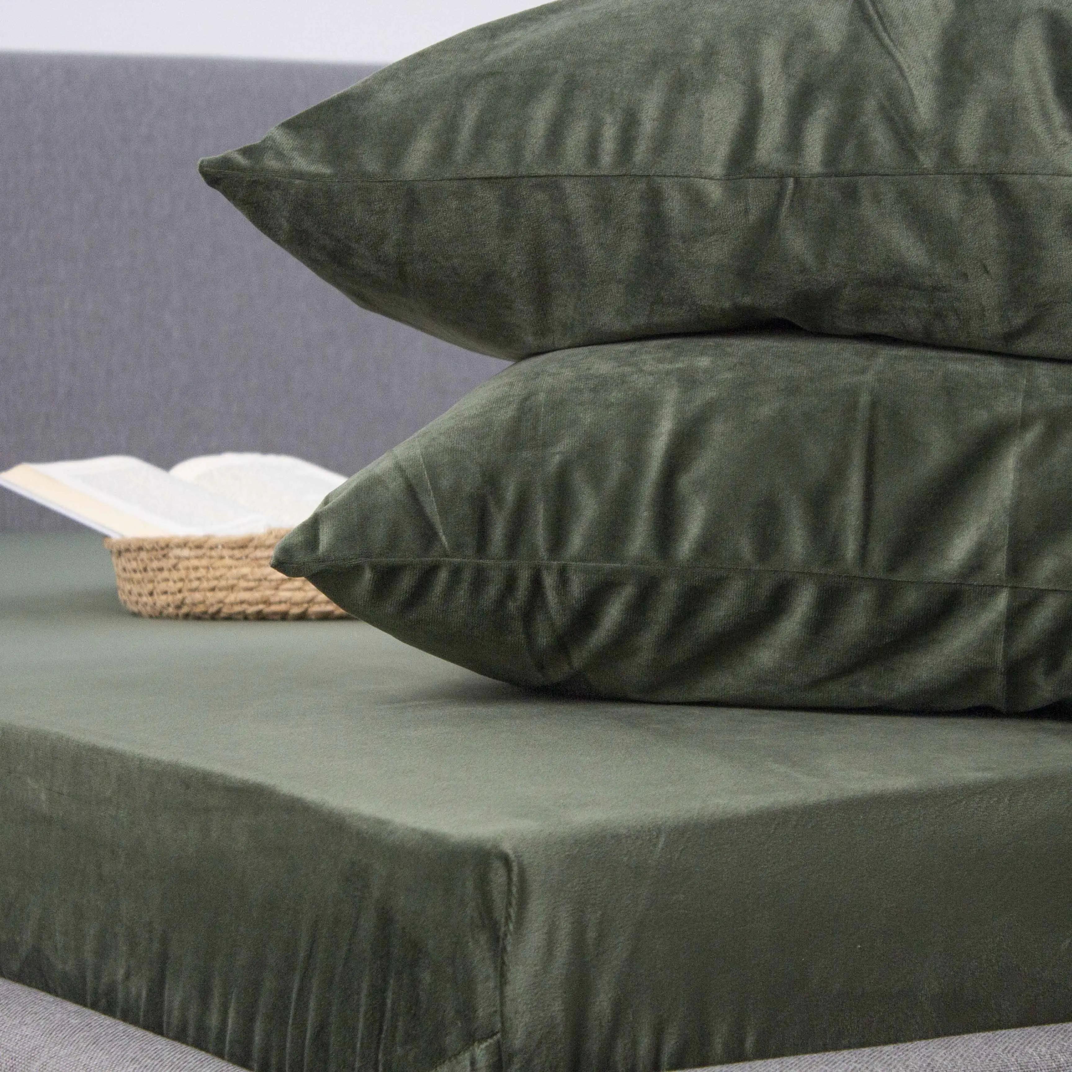 Простирадло ТЕП "VELOUR" з резинкою темно-зелений, 180x200 - Фото 7