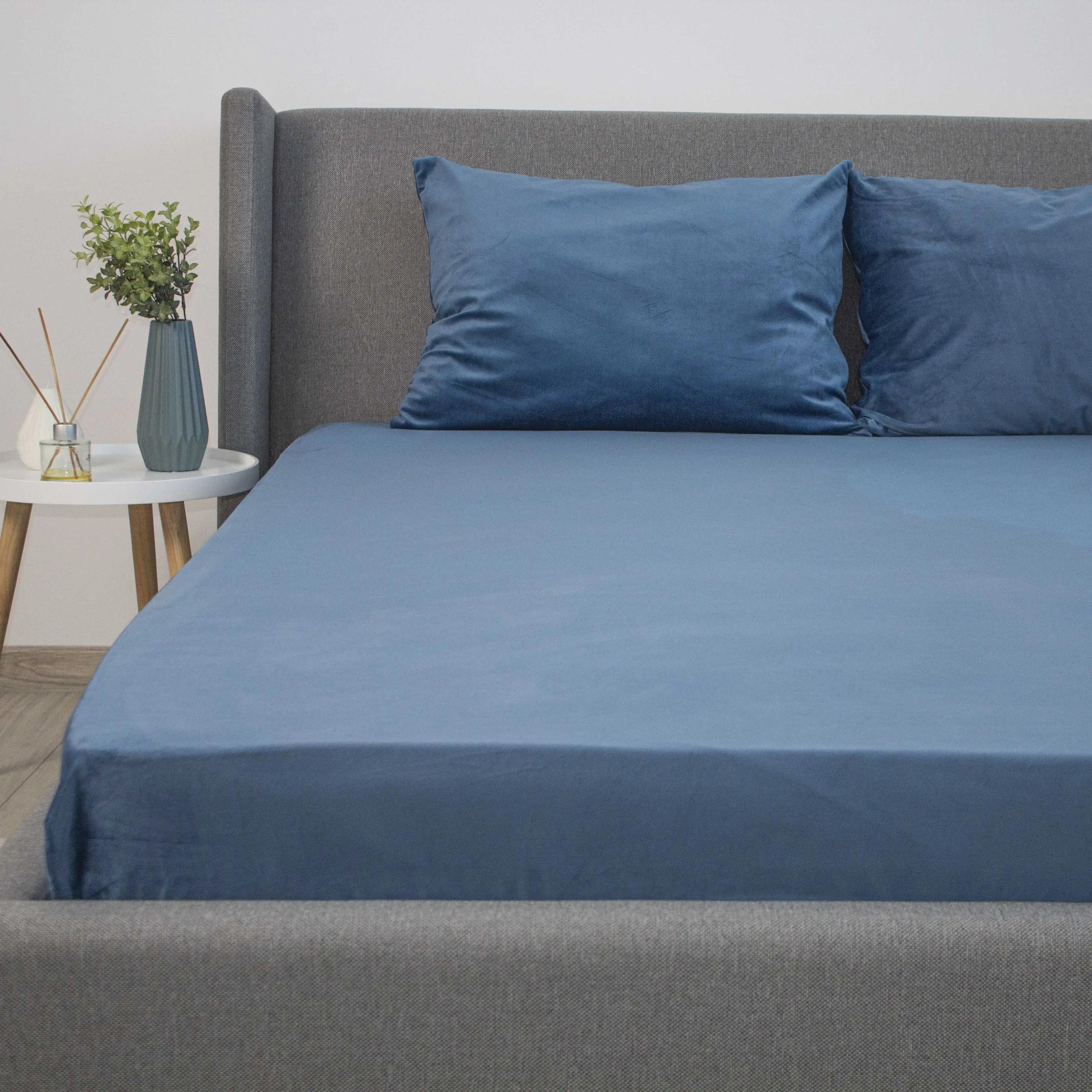 Простирадло ТЕП "VELOUR" з резинкою темно-синій