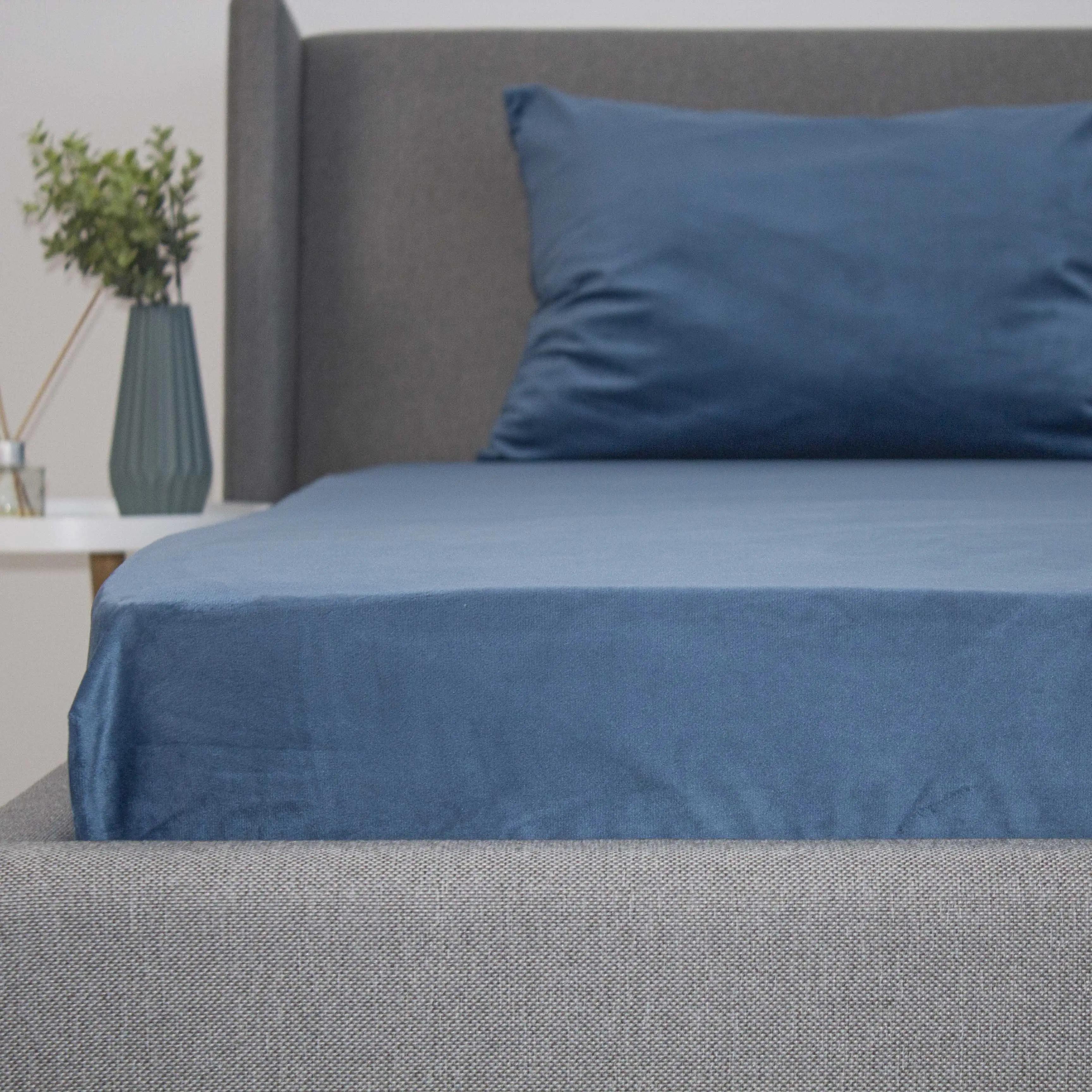 Простирадло ТЕП "VELOUR" з резинкою темно-синій, 160x200 - Фото 3