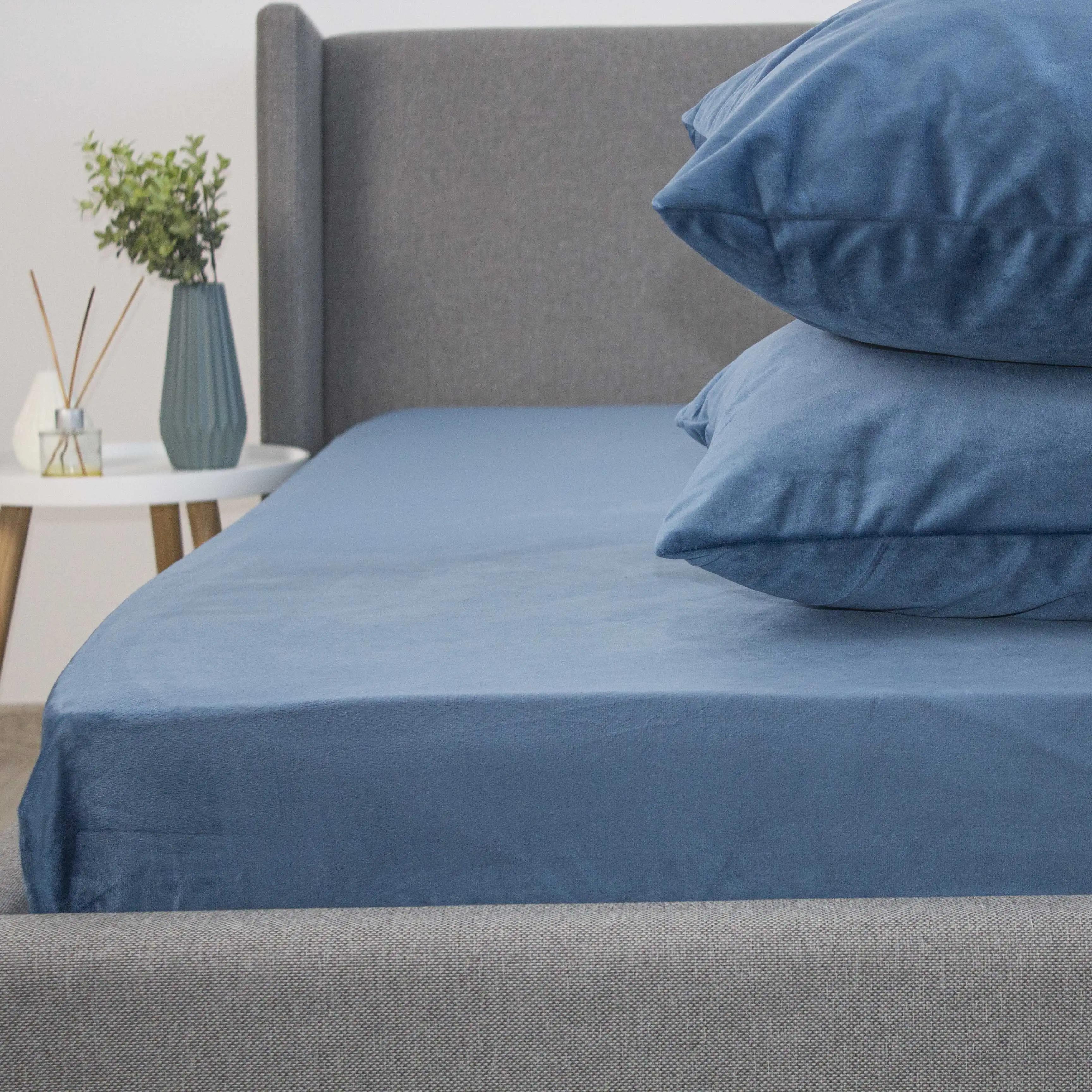 Простирадло ТЕП "VELOUR" з резинкою темно-синій, 160x200 - Фото 5