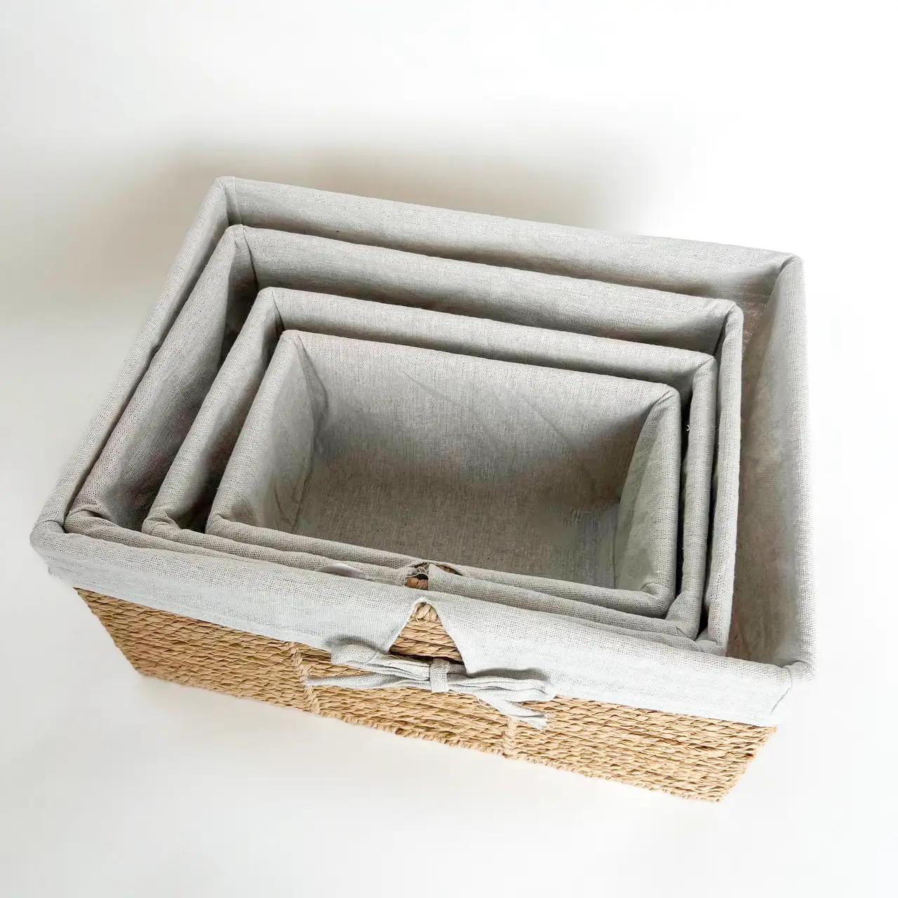 Linen Harmony home basket set, 4 pieces, rectangular, milk white - Photo 2