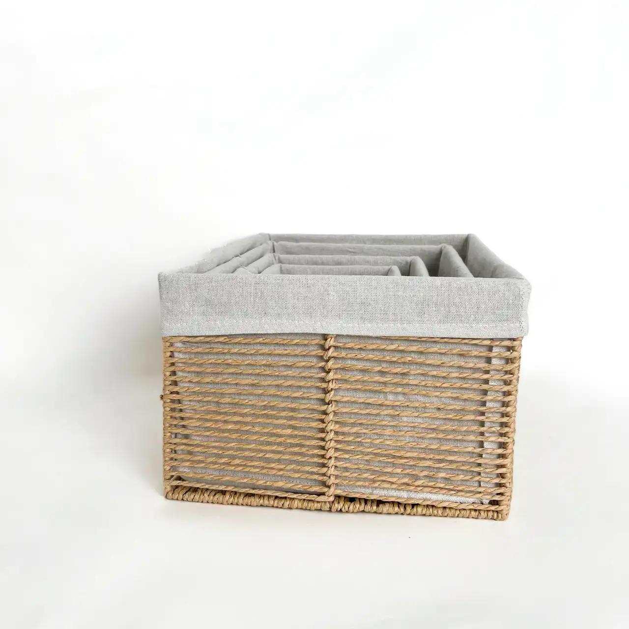 Linen Harmony home basket set, 4 pieces, rectangular, milk white - Photo 3