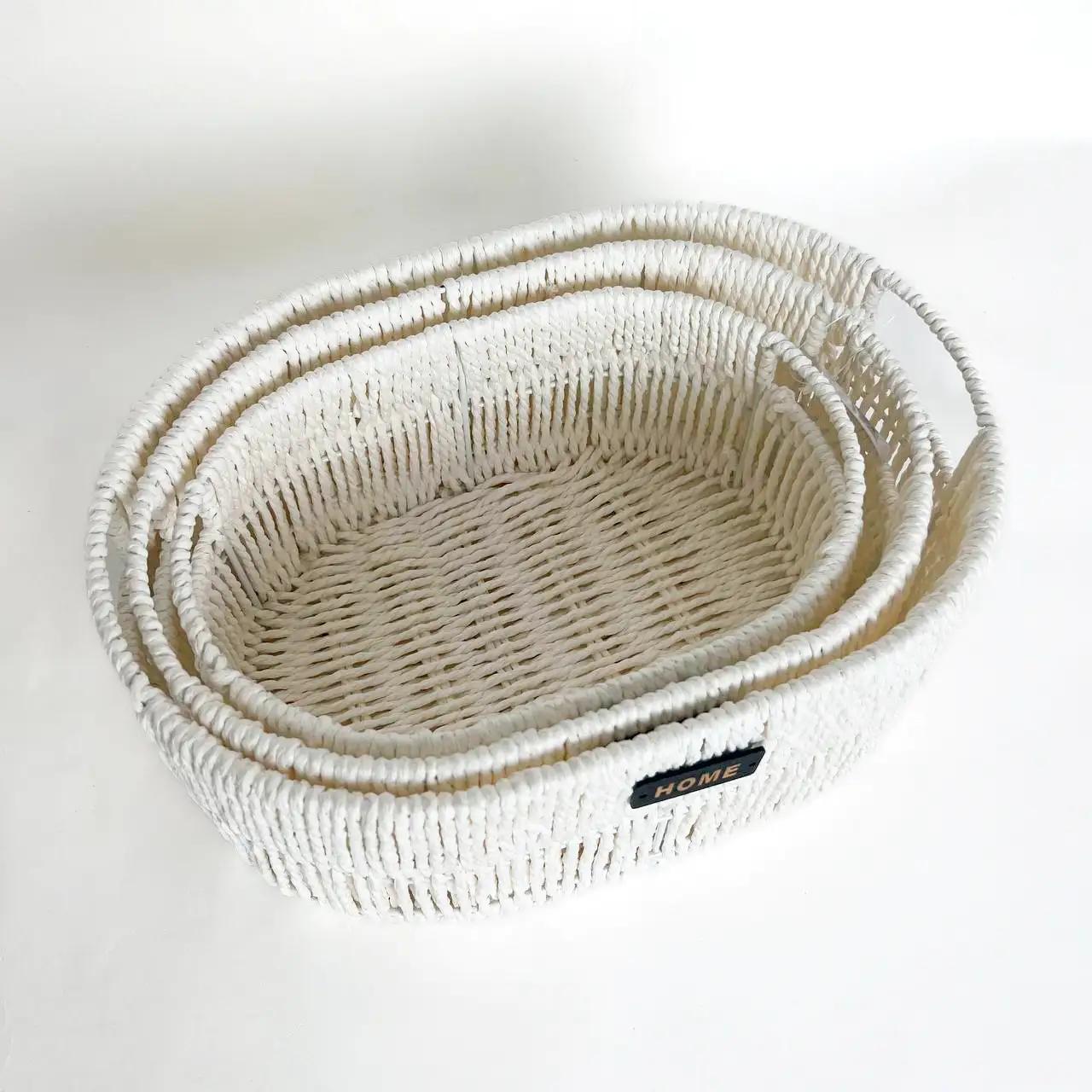 Комплект декоративних кошиків Home Edition, 3 шт, білий - Фото 3