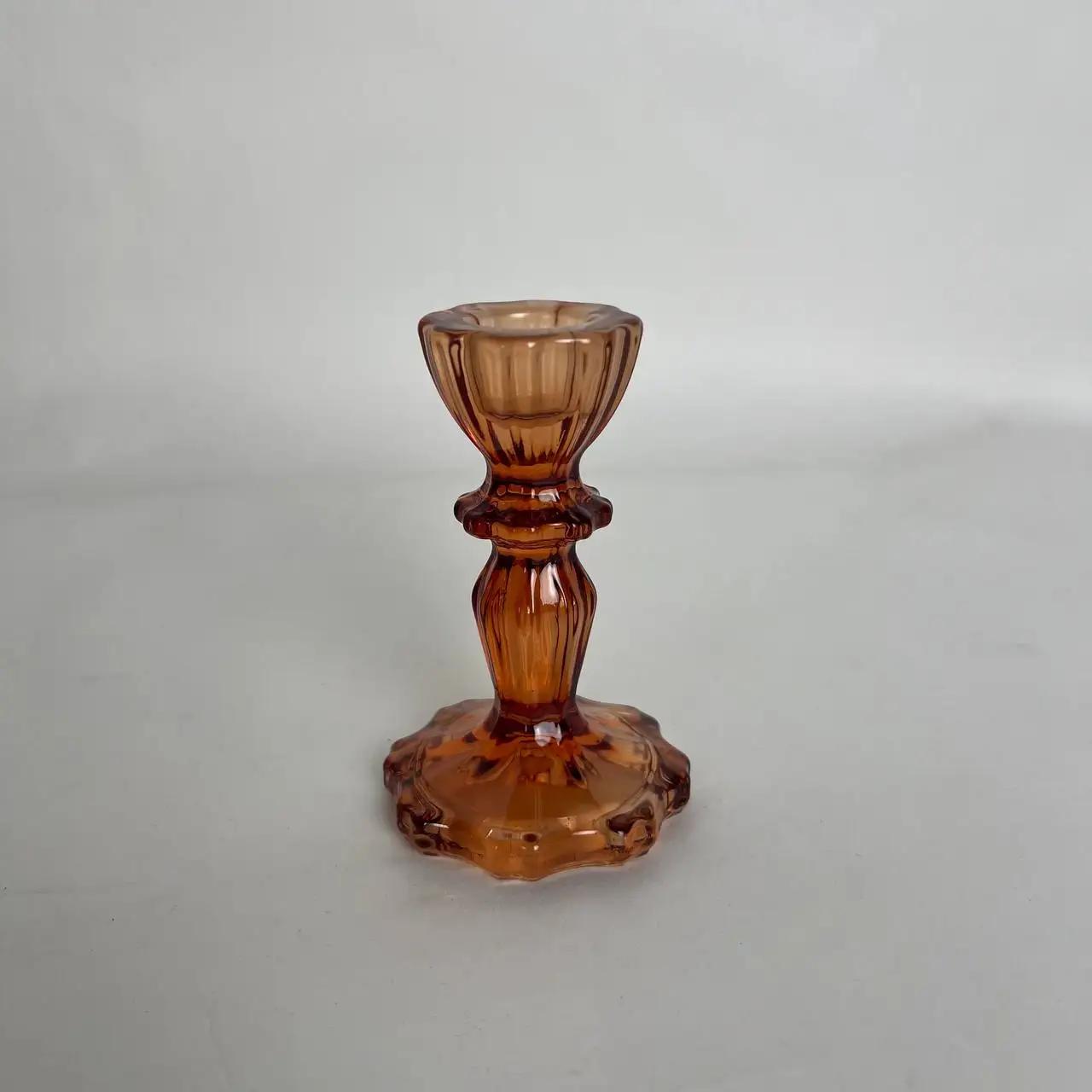 Amber Home candle holder, 10 cm, glass, copper