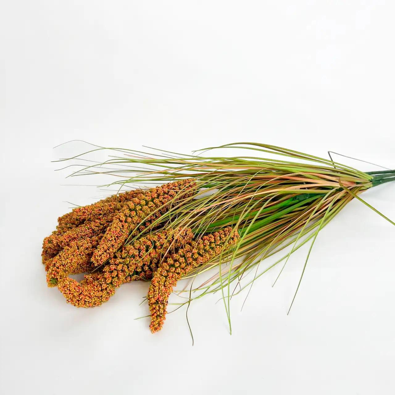 Декоративная ветка «Field Harmony», зелено-оранжевая, 45 см