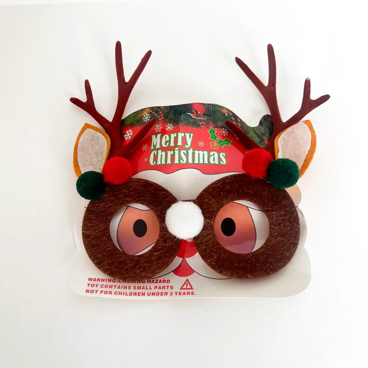 Christmas glasses ‘Warm Reindeer’, plastic, brown, with decoration