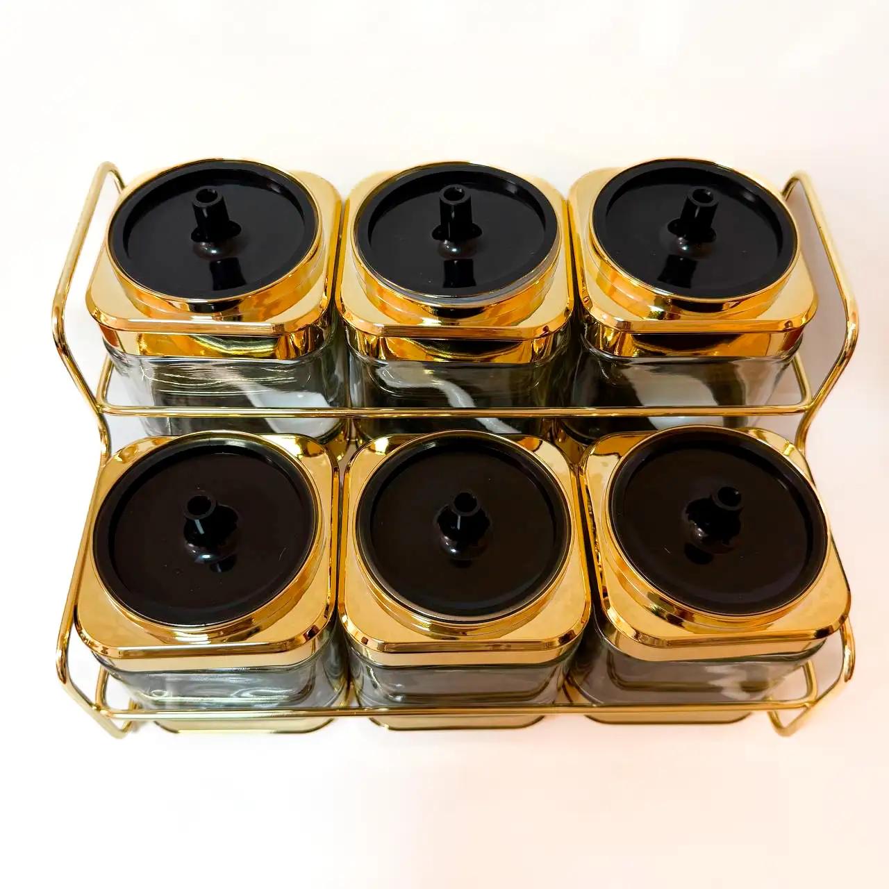 Набор для специй «Aurum Set» 6 емкостей с металлической подставкой, Декор - Фото 2