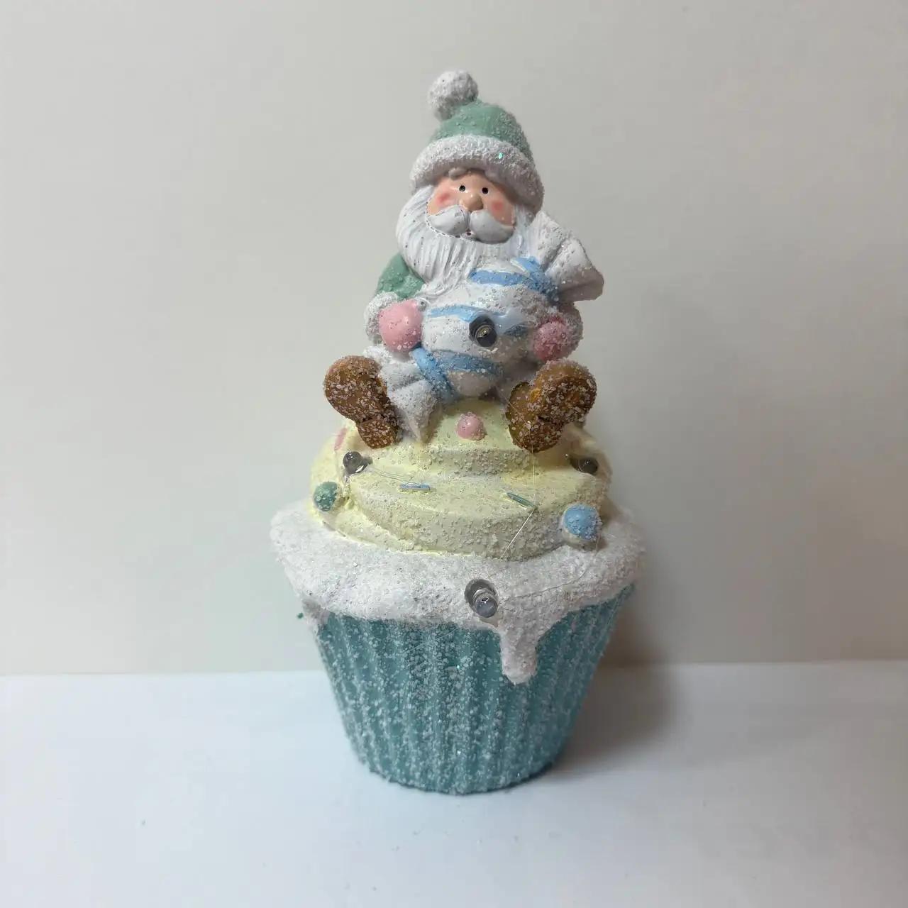 New Year's figurine with backlight ‘Santa on a cupcake’