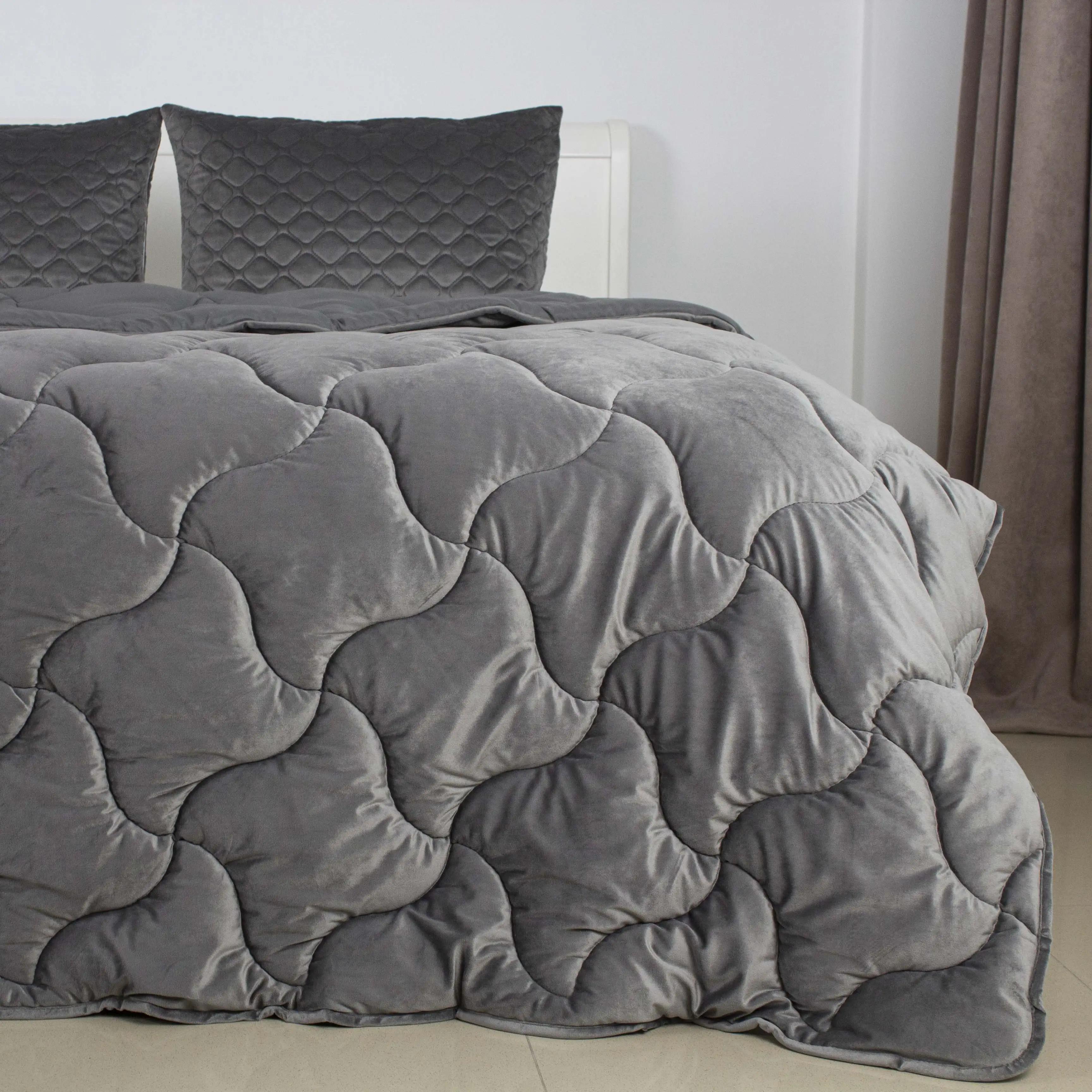 Ковдра ТЕП "VELOUR" Темно - сіра, 180x210 - Фото 2