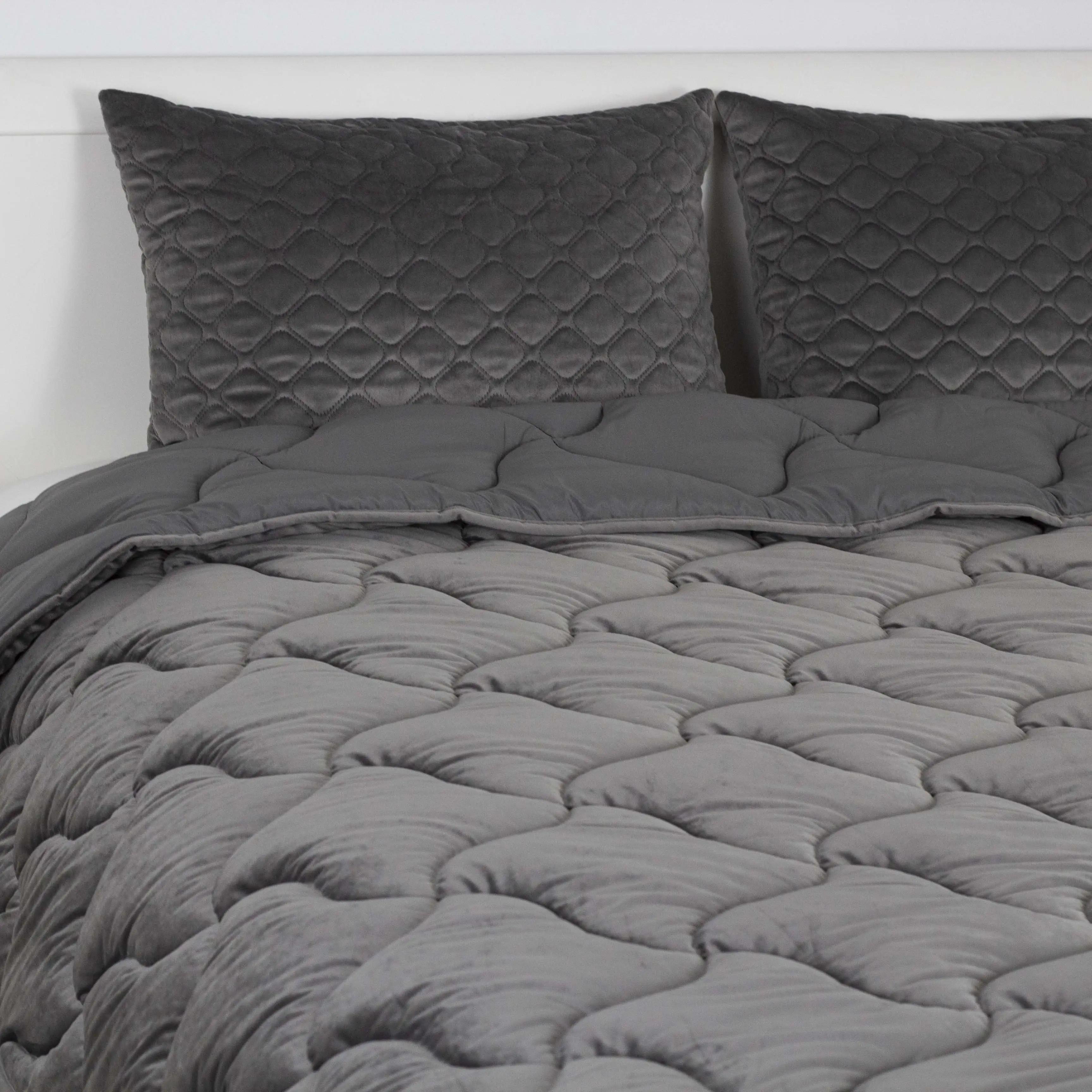 Ковдра ТЕП "VELOUR" Темно - сіра, 180x210 - Фото 4