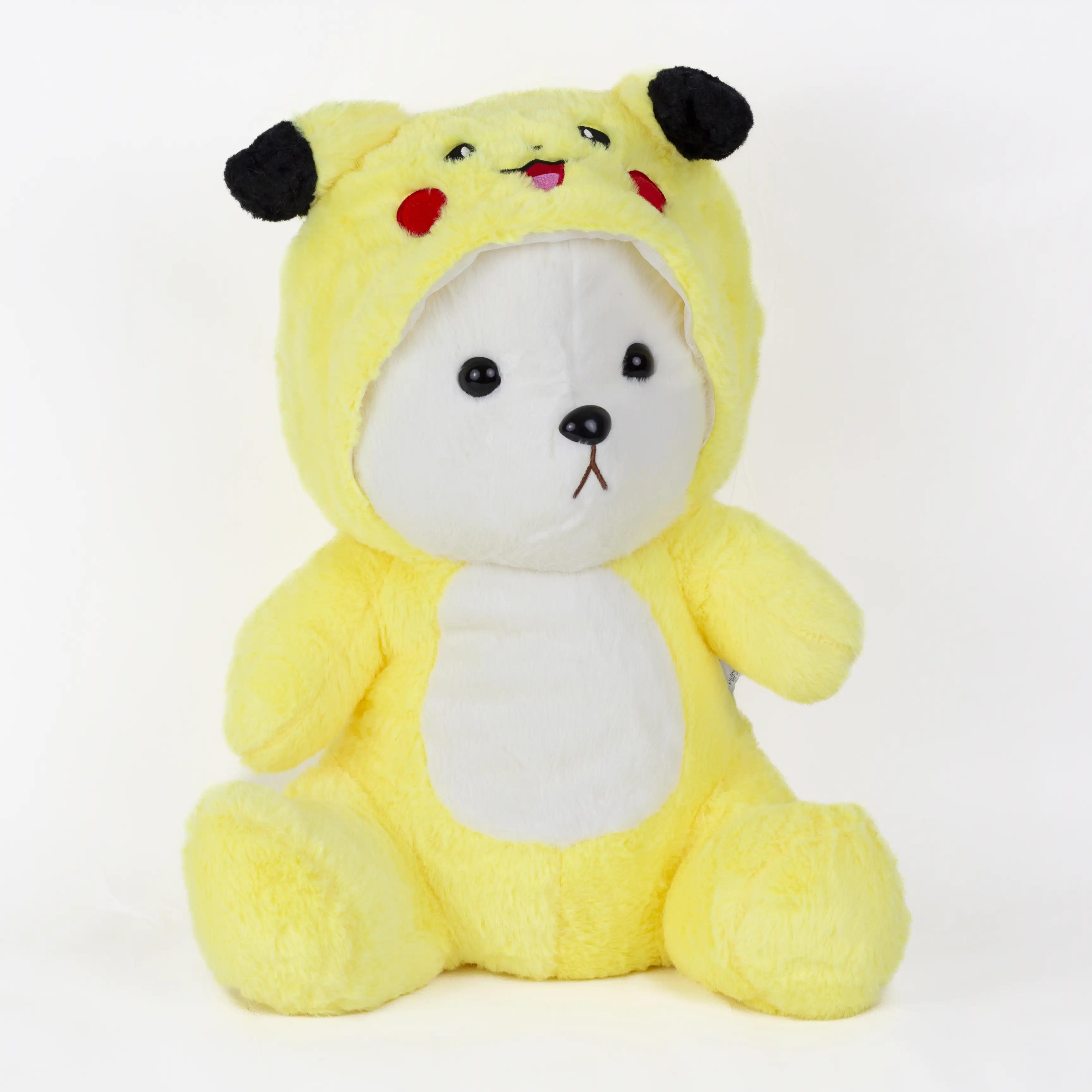 М'яка іграшка Ведмедик Тедді в костюмі Пікачу з пледом — Pikachu Teddy Practical Comfort Kit