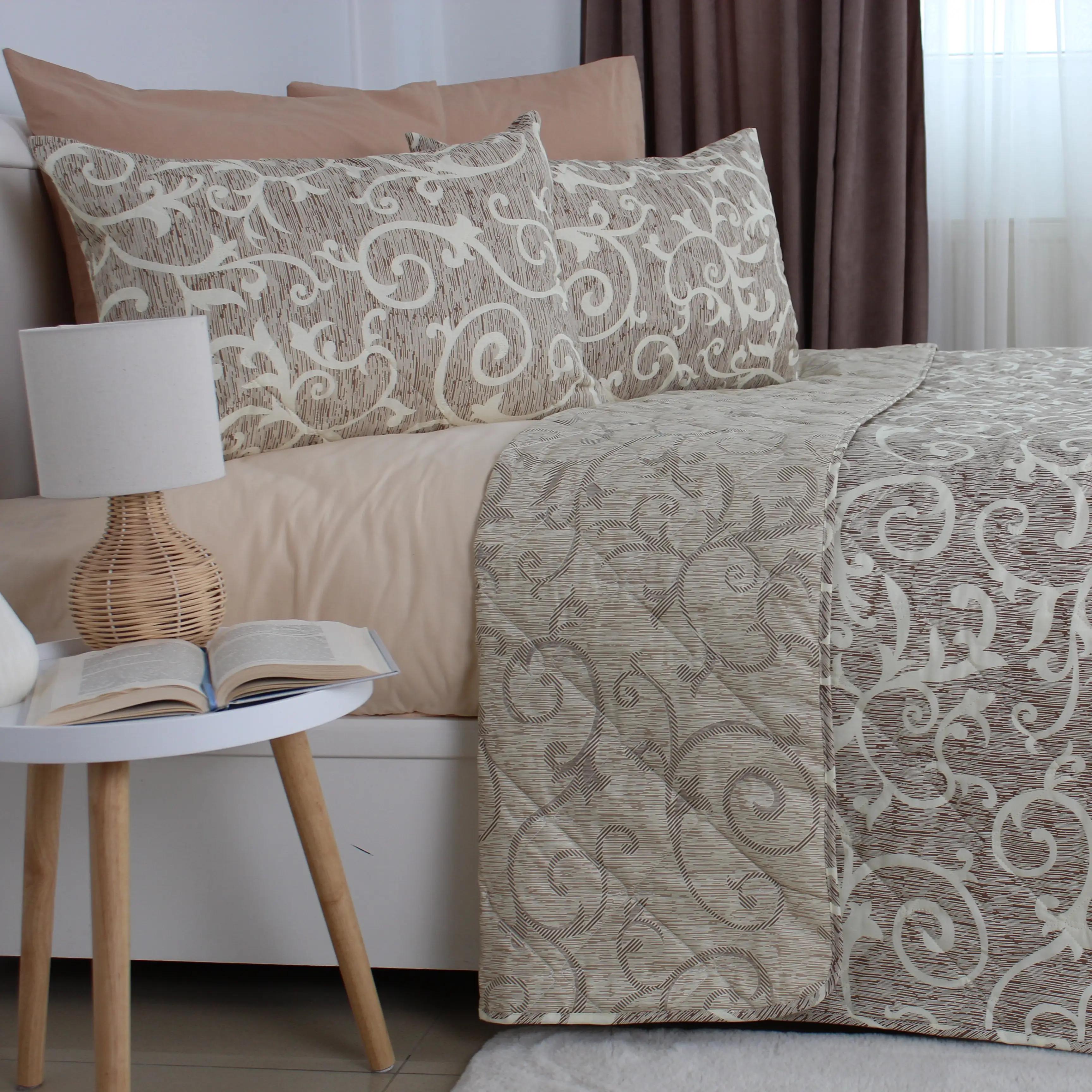 Покрывало ТЕП "ELEGANT COTTON" 2 наволочки 50*70 см Beige and White , 220x240 - Фото 2