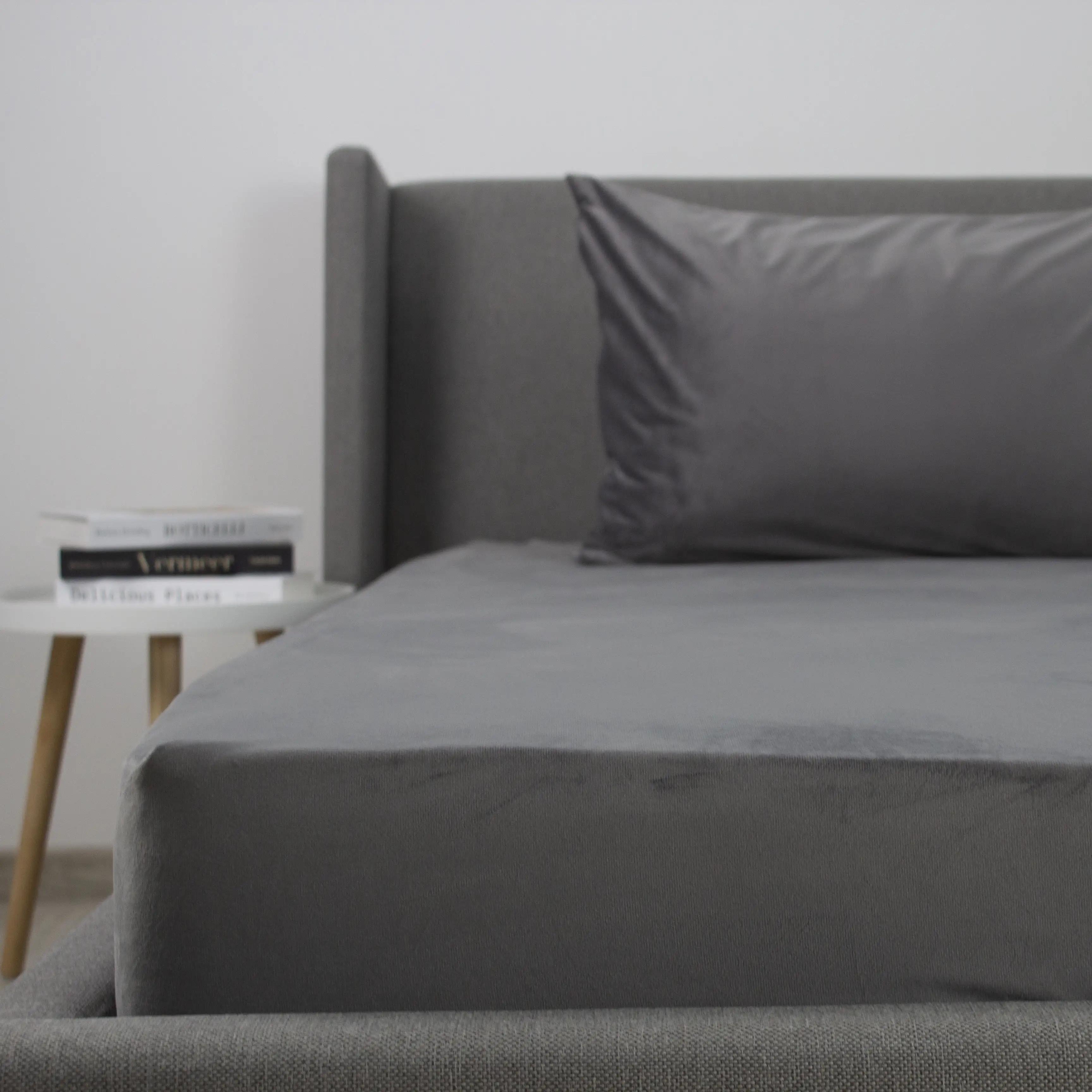 Sheet ТЕП VELOUR with an elastic band grey, 160x200 - Photo 3