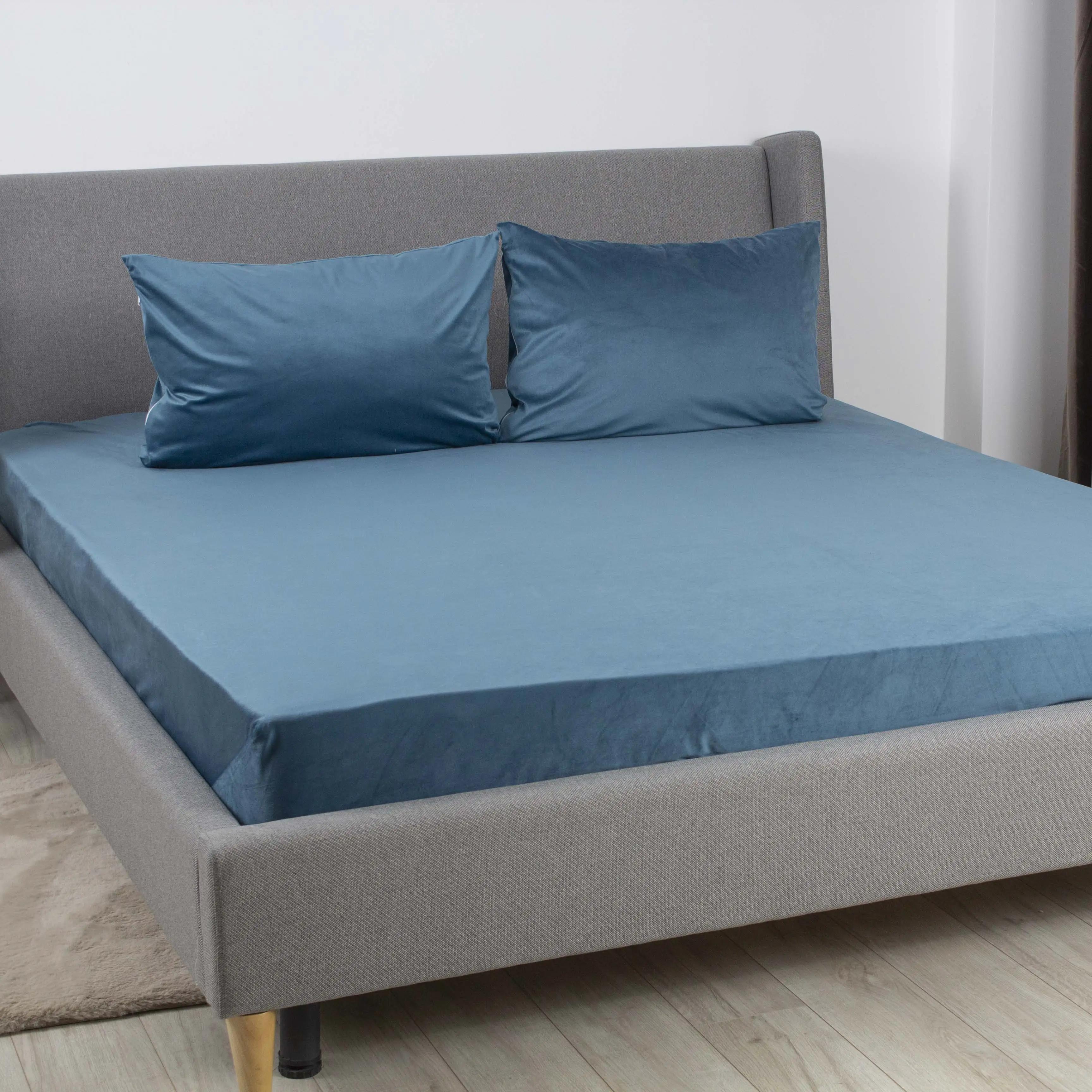 ПростыньТЕП "VELOUR" с резинкой синє, 180x200 - Фото 2