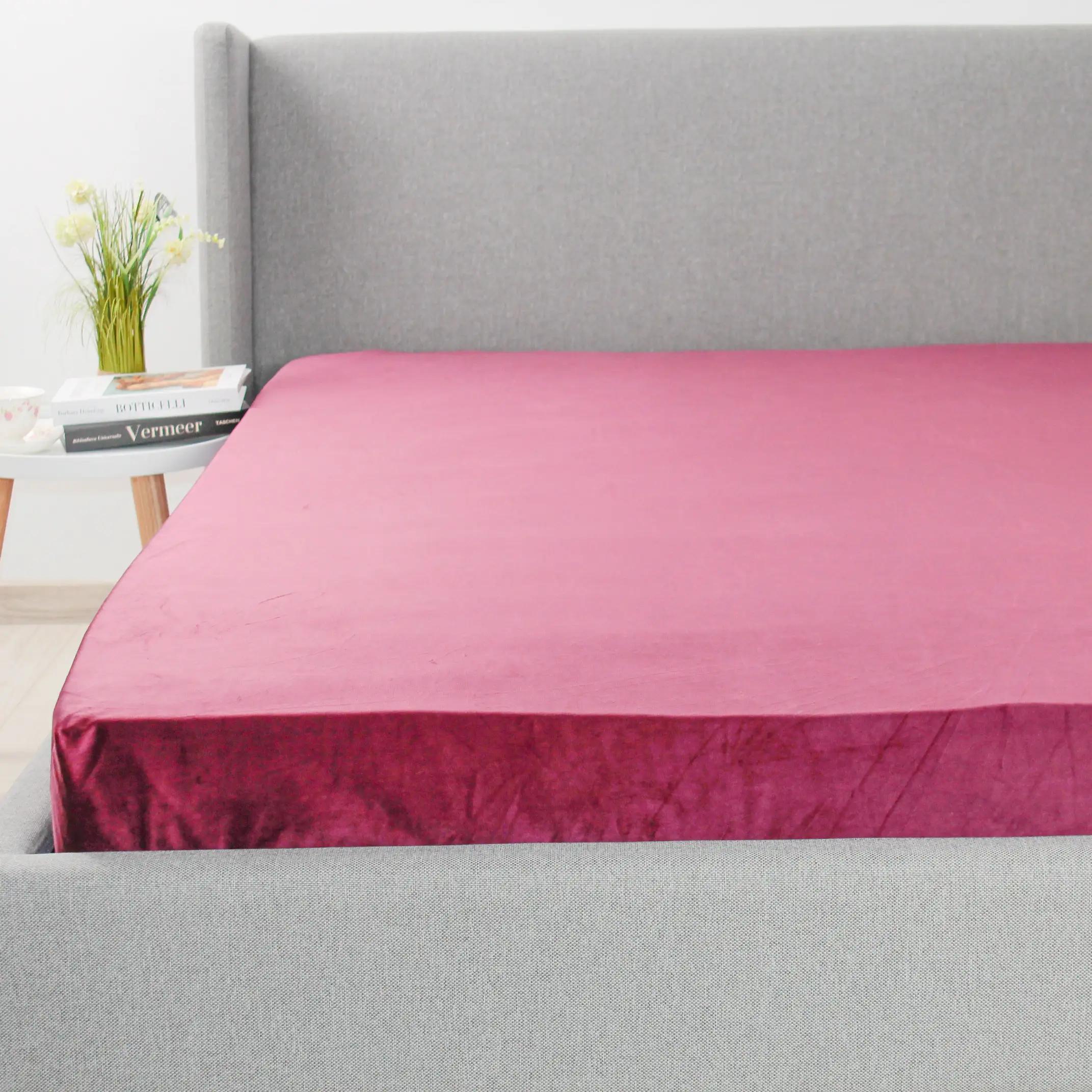 Простирадло ТЕП "VELOUR" з резинкою бордове - Фото 2