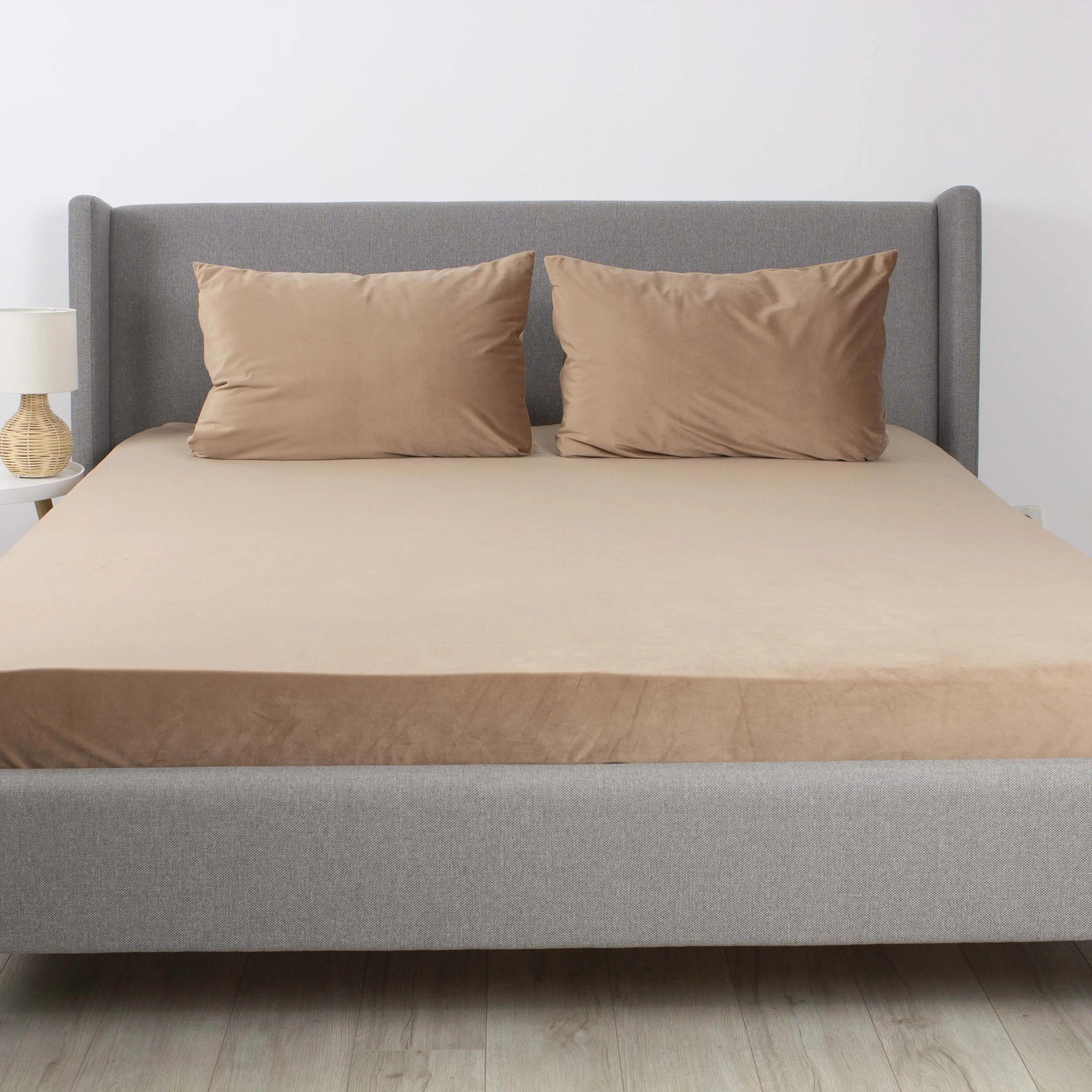 Простирадло ТЕП "VELOUR" з резинкою капучіно