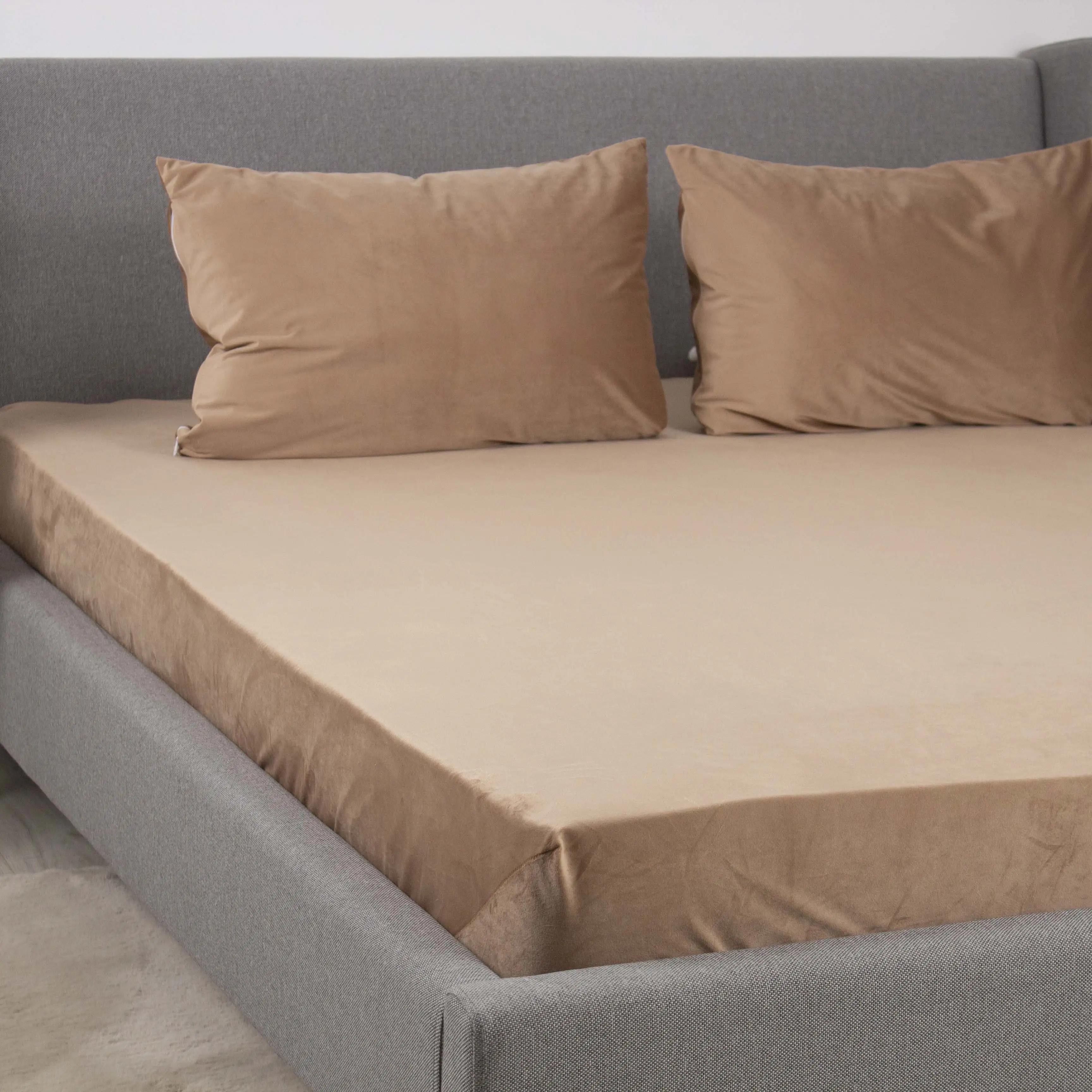 Простирадло ТЕП "VELOUR" з резинкою капучіно, 180x200 - Фото 2