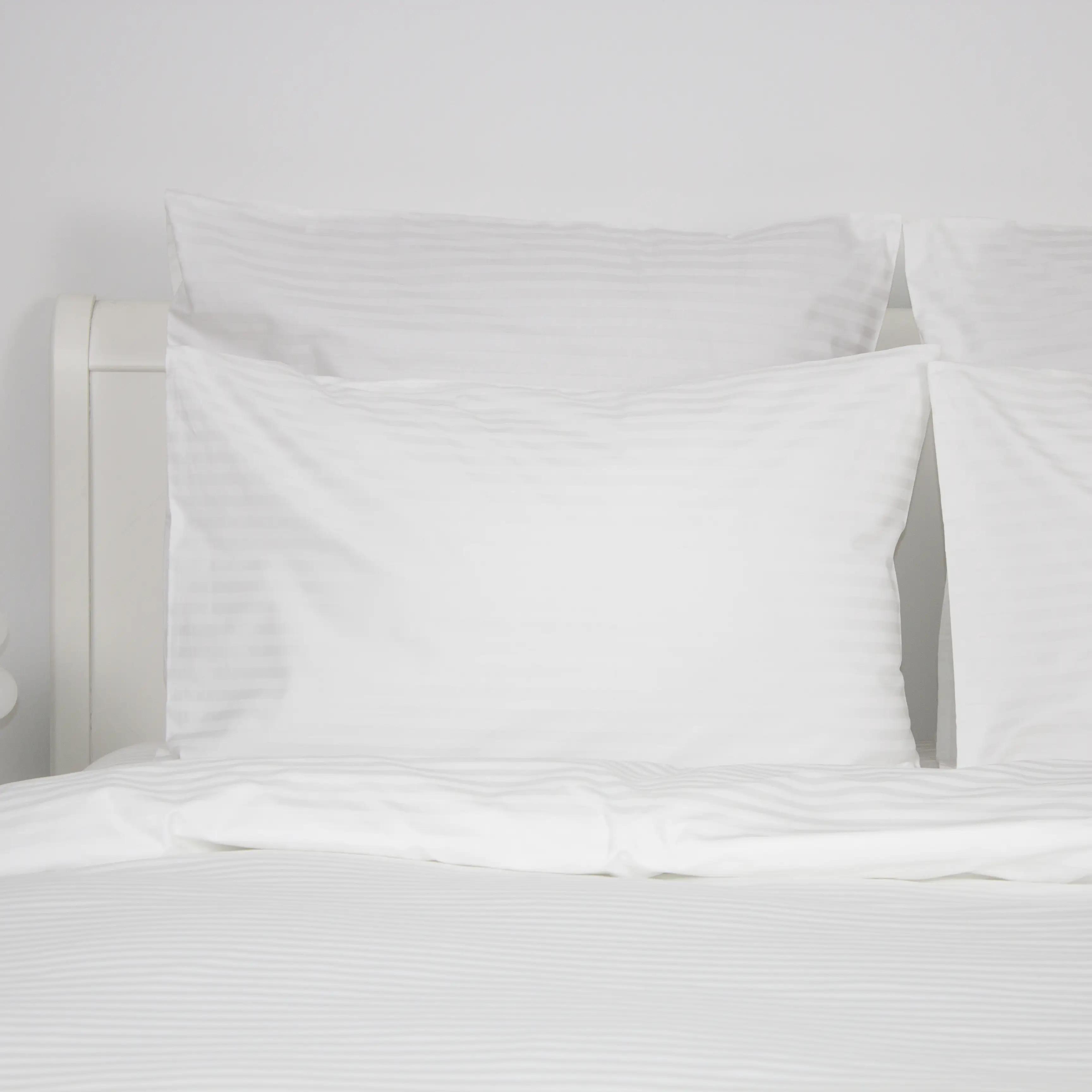 Комплект постельного белья ТЕП «СТРАЙП САТИН PREMIUM» Optical White, евро - Фото 4