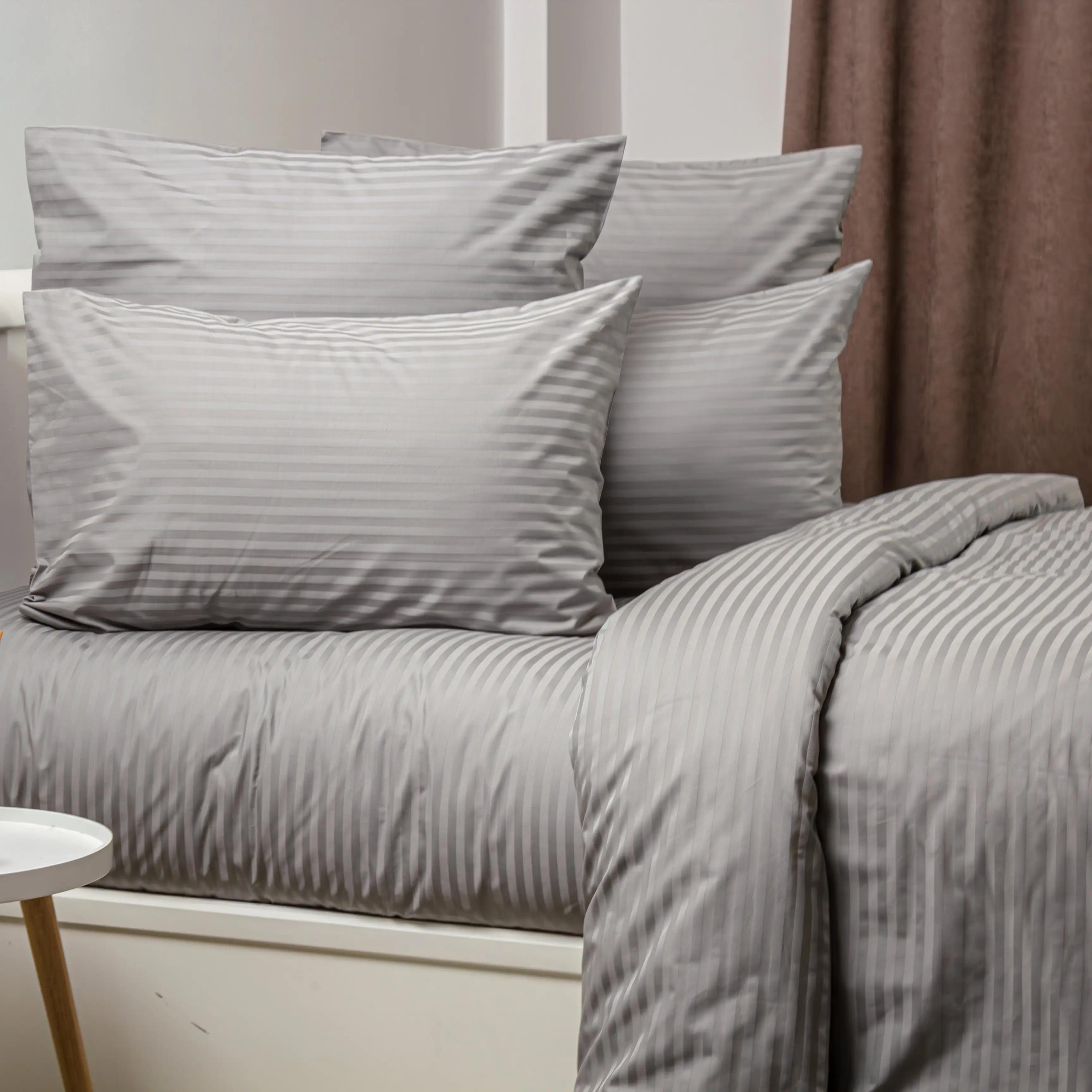Комплект постельного белья ТЕП «СТРАЙП САТИН PREMIUM» Grey, евро - Фото 2