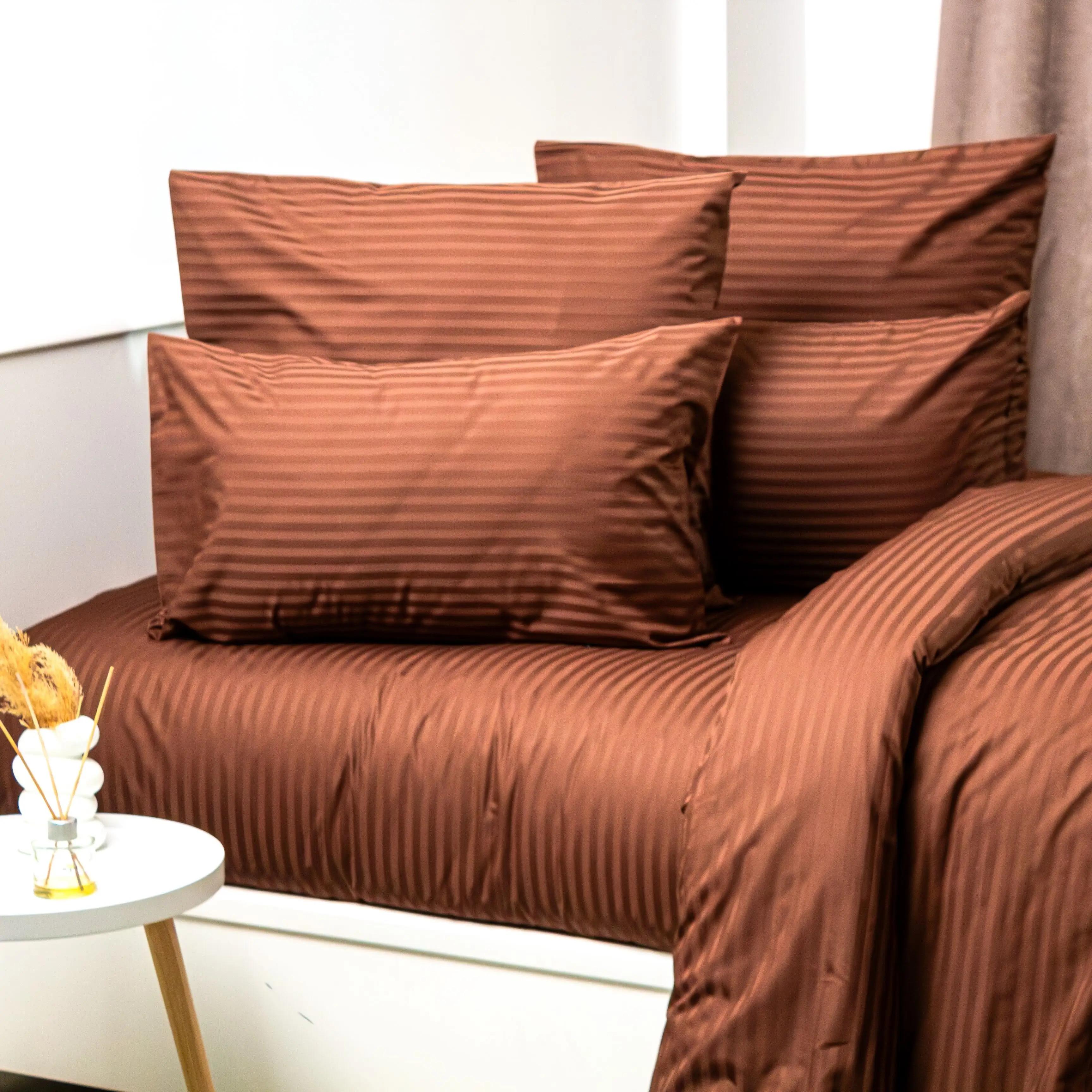 Комплект постельного белья ТЕП «СТРАЙП САТИН PREMIUM» Macchiato, евро - Фото 4