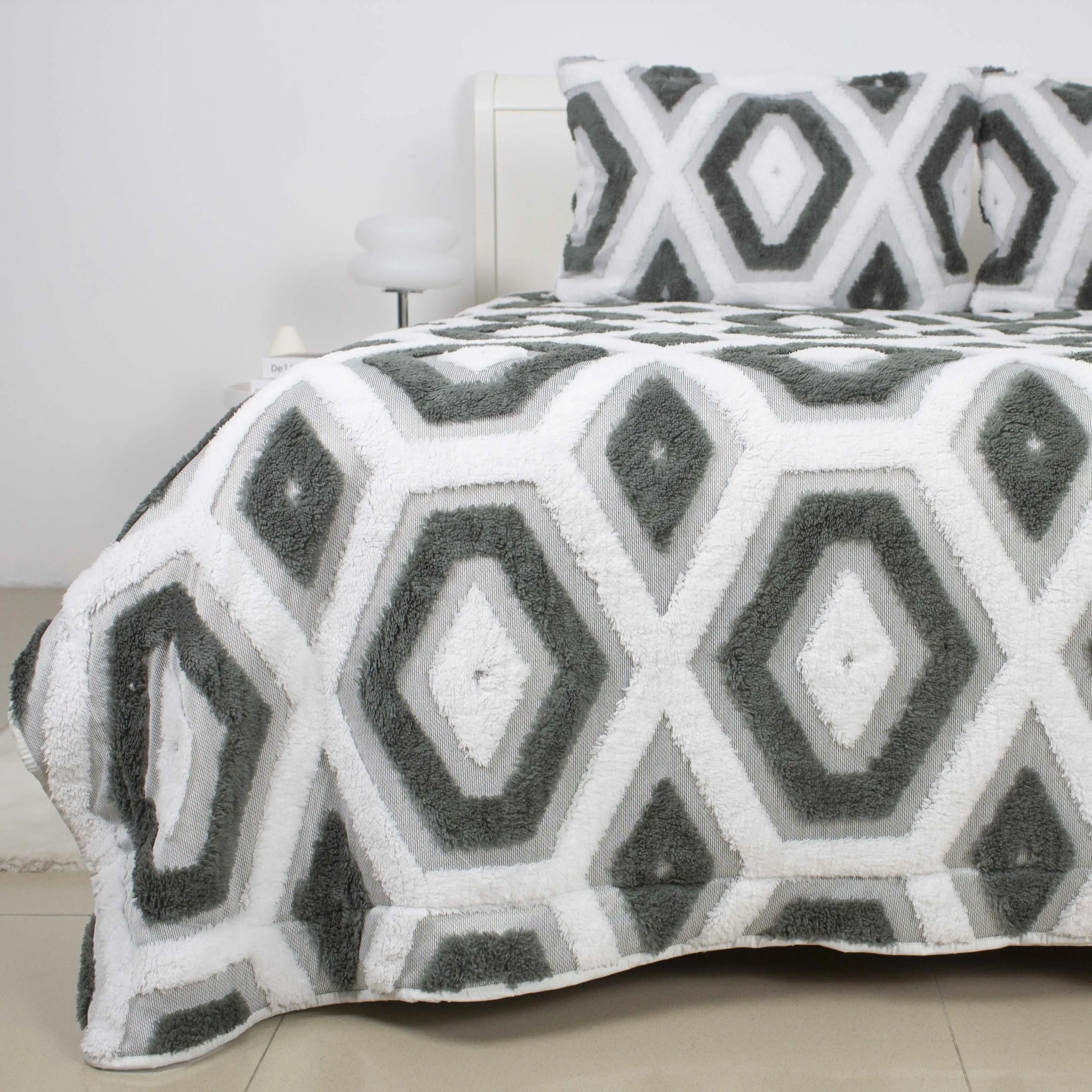Bedspread TEP "Boho" grey rhombus, 220x240 - Photo 3